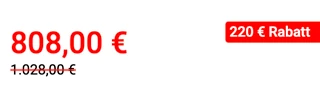 Screenshot von einem rabattierten Produkt mit roter Auszeichnung des reduzierten Preises